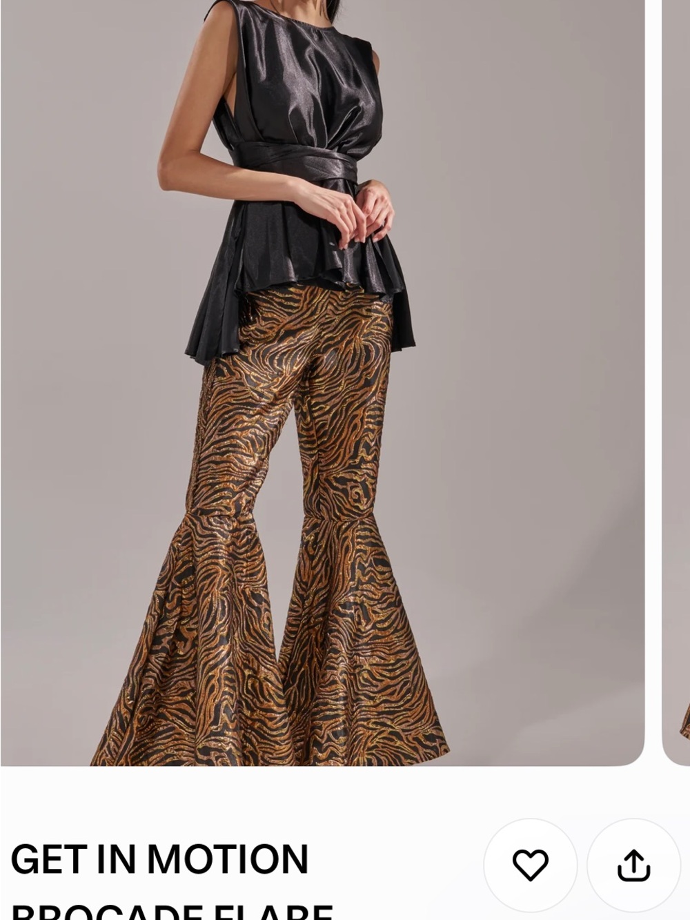 AKIRA Gold & Black Metallic Zebra-Print Flare Pants